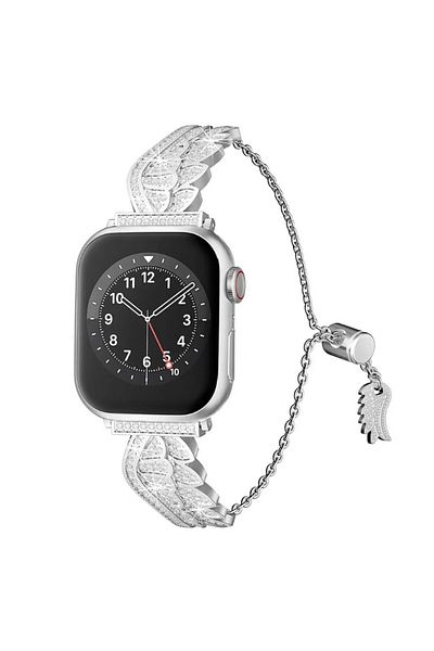REDz Accessories Curea de lux pentru Apple Watch, model cu aripi, oțel inoxidabil, argintiu - 44/45/46/49 mm