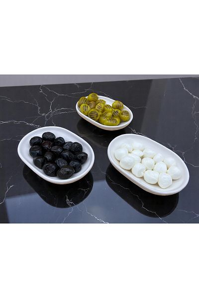 ALCE 3-Piece Ceramic Breakfast Sauce Bowl Snack Bowl Oval Royal