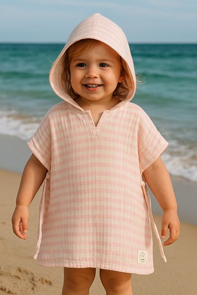 enes baby Organic Double Layer Muslin Sea Pool Poncho