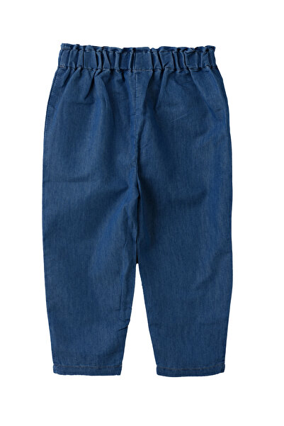 Basicxx Girls Blue Paperbag Waist Denim Pants