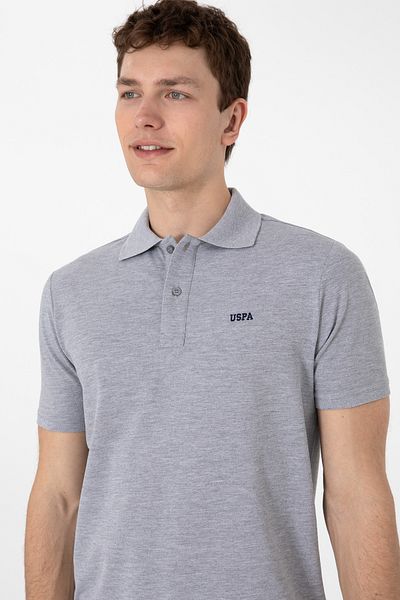 U.S. Polo Assn. Ανδρικό μπλουζάκι με κανονική εφαρμογή Polo Neck Grey Melange Basic 50306007-VR086