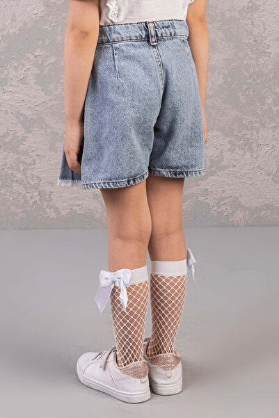 wakawakakidsstore Fusta scurtă din denim cu pliuri în față