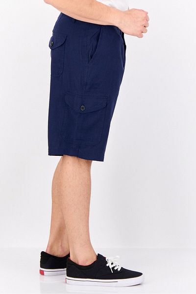 Threadbare Men Regular Fit Plain Cargo Shorts, Navy