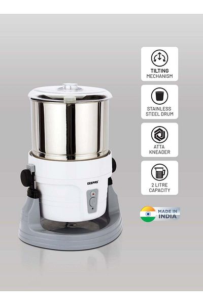 Geepas GWG44063 Wet Grinder Stainless Steel Drum 2L Capacity