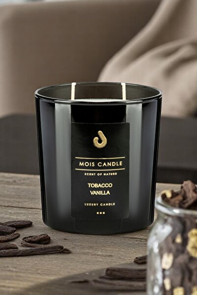 Mois Candle Tobacco Vanilya Kokulu Mum – Siyah Cam Bardak – Tütün & Tatlı Aro...