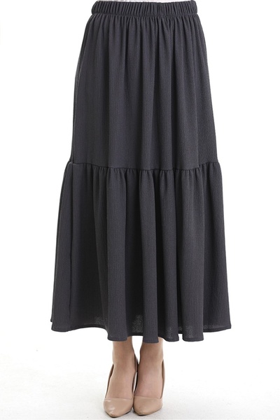 Bestenur Elastic Waist Wrapped Skirt 1493 - Anthracite