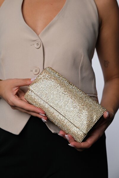 LuviShoes حقيبة فستان سهرة نسائية من SADIE Gold Stone