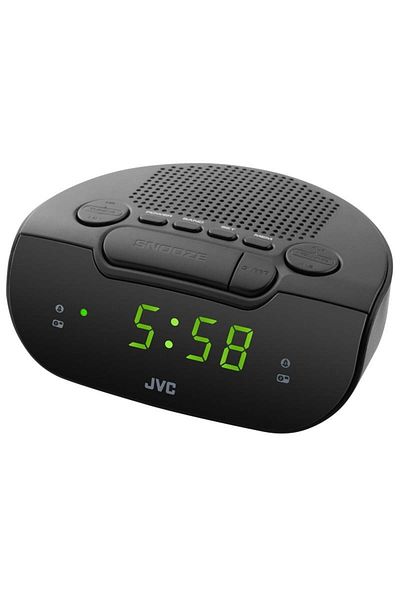 JVC Clock Radio Ra-e111b, Digital FM/AM Tuner, Dual Alarm, Sleep, Snooze, Black