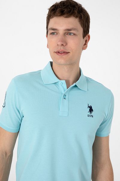 U.S. Polo Assn. Ανδρικό μπλουζάκι με λεπτή εφαρμογή Polo Neck Aqua Basic 50305929-VR007