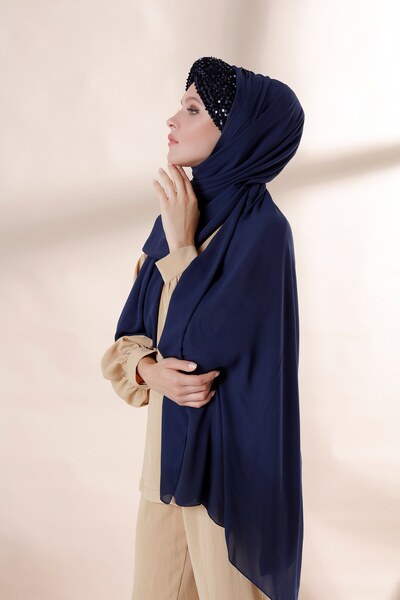 Differenza Вузол Lüx Паєтта Креп Шаль - Синій