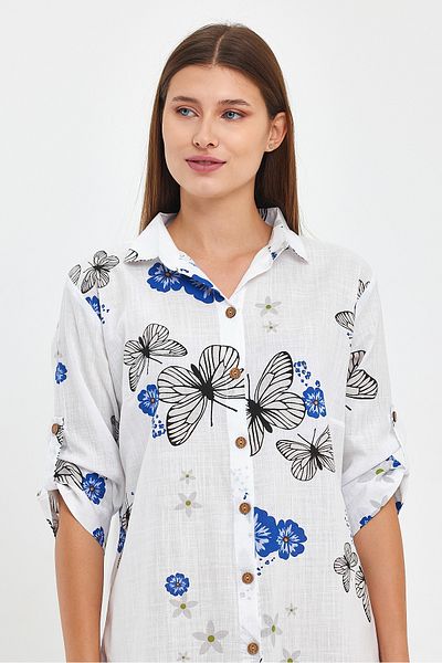 Heaven Ephesus Women's Butterfly Patterned Tunic - Slub - 1554