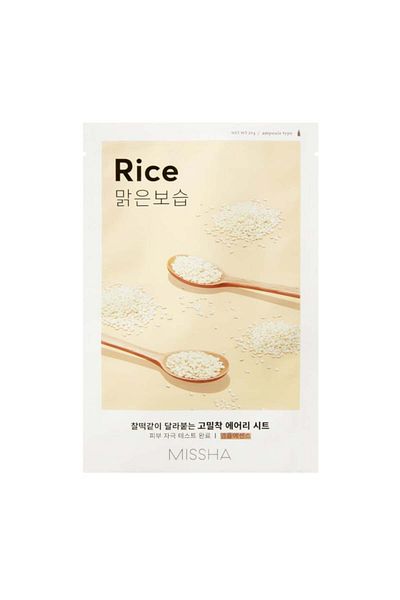 Missha Mască facială cu extract de orez, pentru curățare și revigorare, mască de față Airy Fit cu extract de orez, 19g