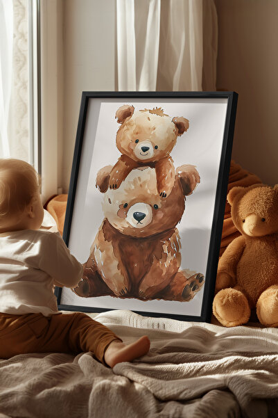 Basquiart Poster cu ramă neagră pentru camera copiilor, camera bebelușilor, t...