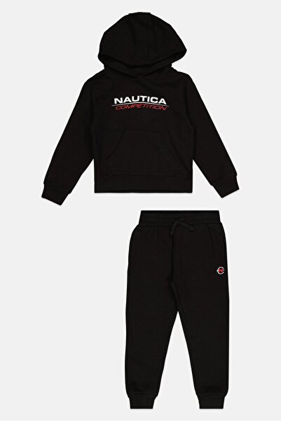 Nautica Toddlers Boy 2 Piece Hooded Sweatshirt And Jogger Pants, Black