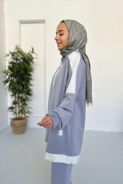 Ka Hijab Hood Detail Two Thread Set - Gray