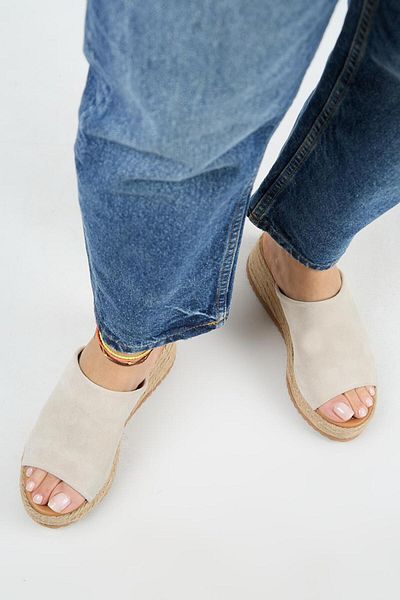 Manijero Papuci de damă Francis din piele naturală, uni, cu o singură curea, espadrille bej