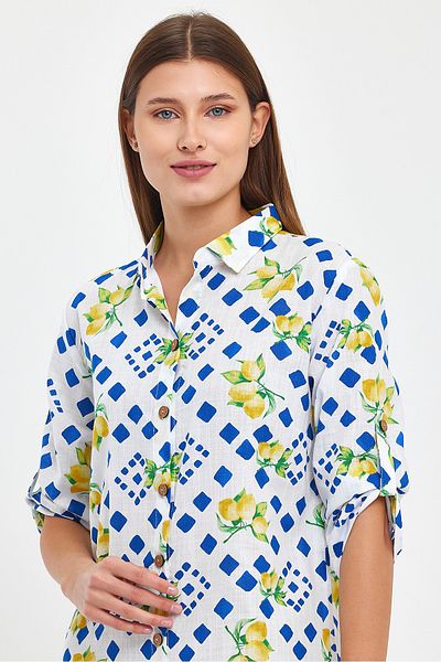 Heaven Ephesus Women's Lemon Patterned Tunic - Slub - 1553