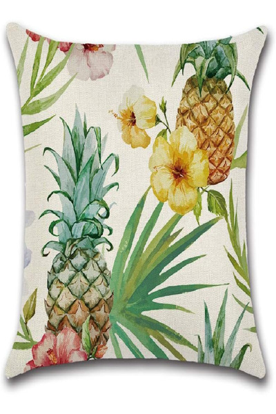 RISHAHOME Pineapple Printed Cushion Cover – 45x45 cm, Fun & Tropical Home Décor
