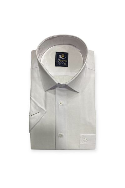 Sadık Collection Men's Classic Short Sleeve Large Size Pocket Dobby Shirt 1250