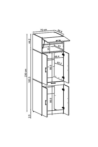 ROOMART Dora Banyo Dolabı Kapaklı Çamaşır Ve Kurutma Makinesi Dolabı 70x230 cm