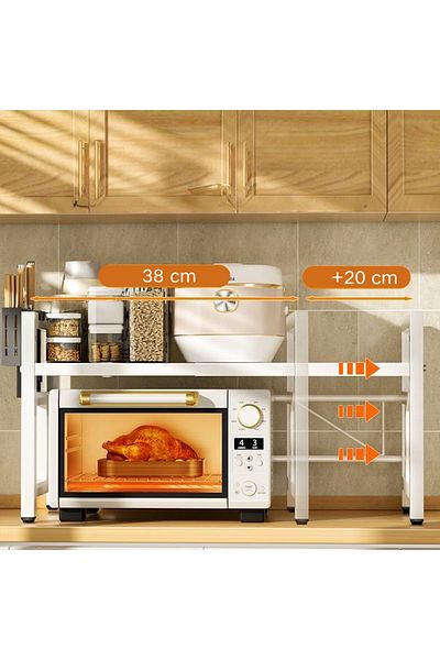 Viyogo Raft extensibil pentru bucatarie, polita ajustabila pe inaltime, 46 (H) x 36 (l) x 38-60 (L), alb