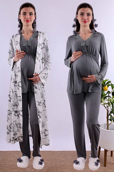 ByLohusa Effortt Maternity Pajamas Set with Smoked Dressing Gown