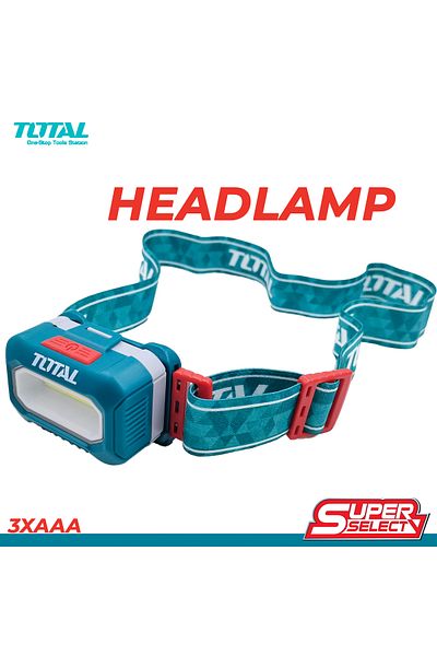 TOTAL Headlamp - 3W COB LED, Adjustable Headband, 3xAAA Battery, Compact and Lightweight
