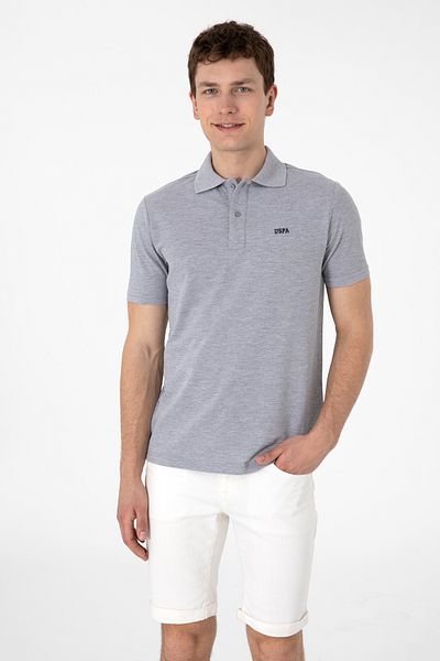 U.S. Polo Assn. Ανδρικό μπλουζάκι με κανονική εφαρμογή Polo Neck Grey Melange Basic 50306007-VR086