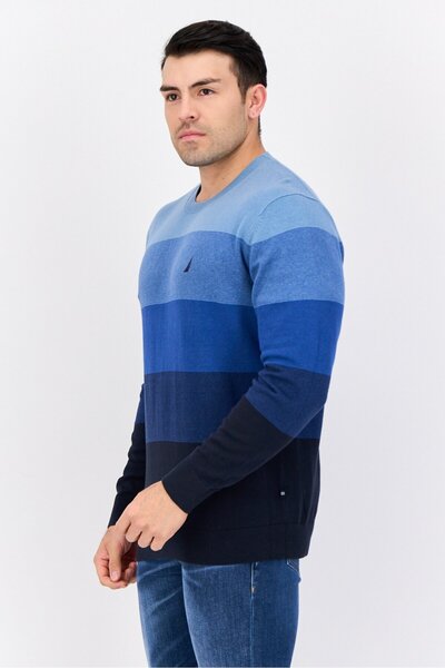 Nautica Men Crew Neck Colorblock Long Sleeves Sweater, Multicolor