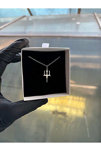 Ruenss POSEİDON KOLYE - 925 AYAR GÜMÜŞ - 45 - 55 CM ZİNCİR UZUNLUK - UÇ KISIMI : 3 CM - MİNİMAL