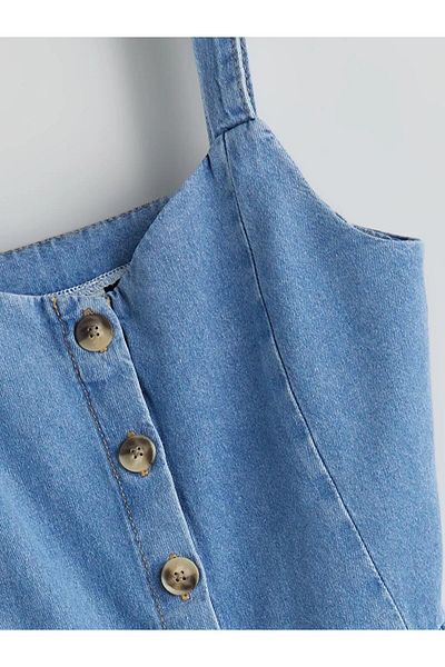 LC Waikiki LCW Kids Rochie Jeans pentru fete cu guler pătrat Indigo