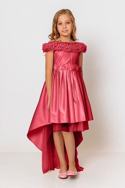 incity Girl's Floral Belted Ruffle Evening Dress