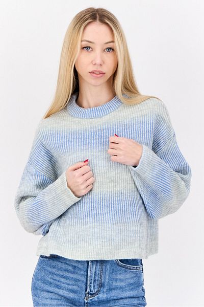 Don't Call Me Jennyfer Women Ribbed Collar Crochet Sweater, Multicolor