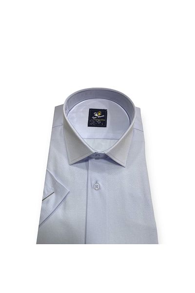 Sadık Collection Cămașă Dobby clasică cu mânecă scurtă pentru bărbați, cu buzunare, 1250
