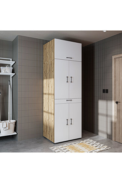 ROOMART Dora Banyo Dolabı Kapaklı Çamaşır Ve Kurutma Makinesi Dolabı 70x230 cm