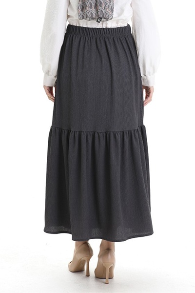 Bestenur Elastic Waist Wrapped Skirt 1493 - Anthracite
