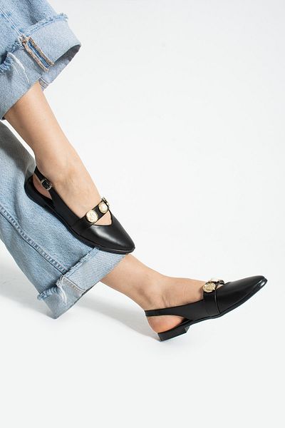 apelles Shoes Daily Women's Buckle Detail Back Open Ballerinas