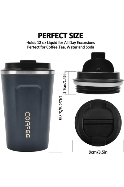 Primo Plus Stainless Steel Vacuum Thermos Mug Blue 380ml