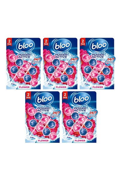 Bloo Power Active Balls Flowers Twin 2x50g – PACK of 5 | Floral Fragrance Toi...