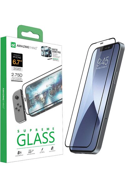 Amazingthing Full Glass Cover with Matte Silky Touch and Speaker Dust Filter for iPhone 12 (2.75D Design)