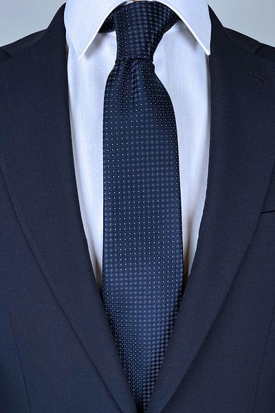 1001 Kravat Navy Blue Patterned 8 cm Wide Classic Tie