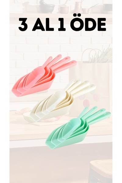 qussine Erzak Küreği Seti Bakliyat Baharat Küreği Seti 4'lü 3 Al 1 Öde Toplam...