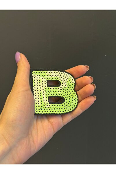 Gönülden Tasarım Срібна літера B з паєтками, прикріплена праскою, 7x7 см