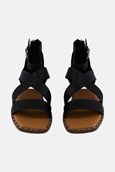 Steve Madden Women Tabbie Zipper Closure Sandals, Black