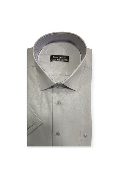 Sadık Collection Men's Classic Short Sleeve Large Size Pocket Dobby Shirt 1250