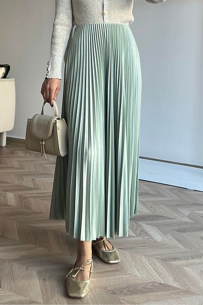 Bestenur Rova Πλισέ Φούστα 1492 - Water Green