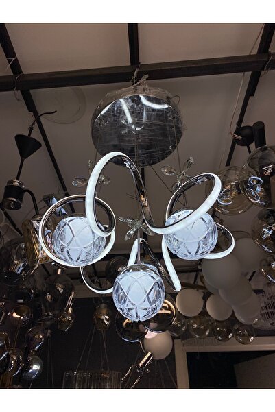 Zeya Lighting Yüksek Aydınlatmalı Kuğu Model 4toplu krom kaplama gövde rengi sarkıt modern 3 renk led avize