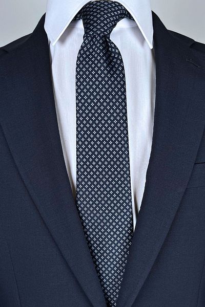 1001 Kravat Navy Blue Patterned 8 cm Wide Classic Tie