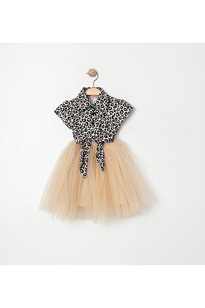 Gocoland Rochie cămașă tutu cu mânecă scurtă cu imprimeu leopard