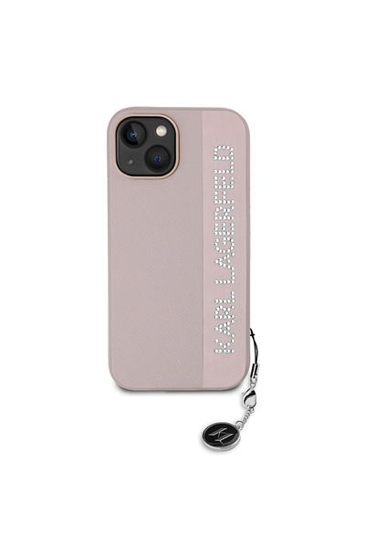 Karl Lagerfeld Carcasă pentru iPhone 15, Karl Lagerfeld, Saffiano Strass&Charm, Roz